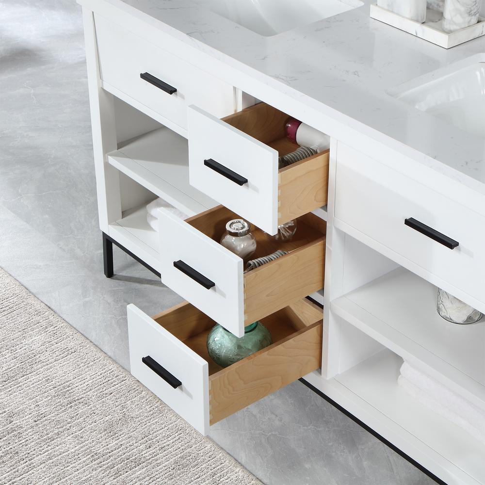60" Double Bathroom Vanity Set in White without Mirror. Picture 8