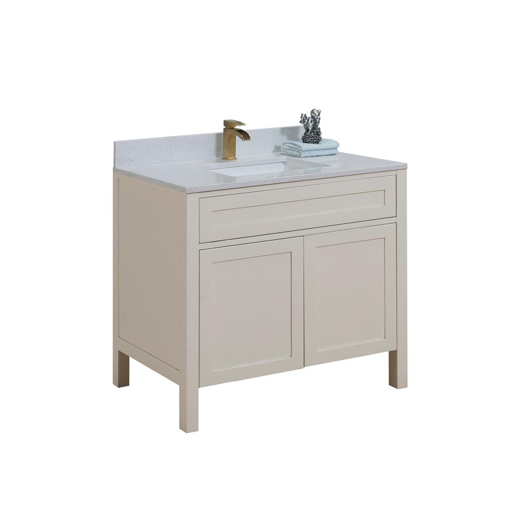 37 in. Composite Stone Vanity Top in Aosta White with White Sink. Picture 5