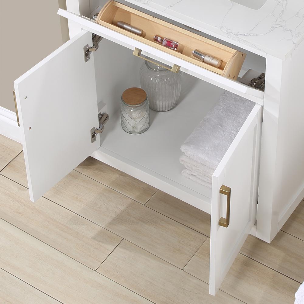 30" Single Bathroom Vanity in White with Mirror. Picture 11