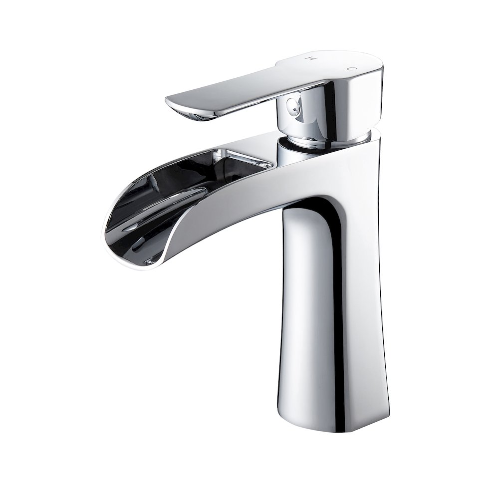 Single Hole Single-Handle Waterfall Bathroom Faucet in Polished Chrome. Picture 1