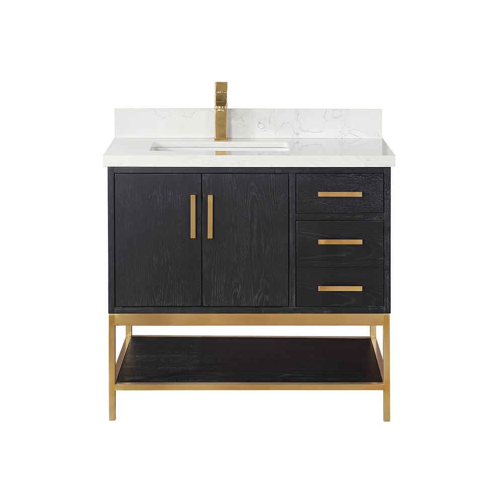 36" Single Bathroom Vanity Set in Black Oak without Mirror. Picture 1