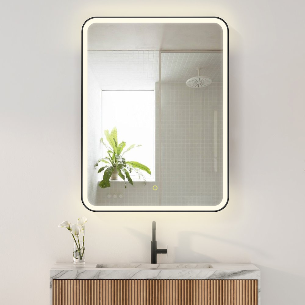 24"x32" Rectangular Bathroom Black Aluminum Mirror Medicine Cabinet. Picture 8