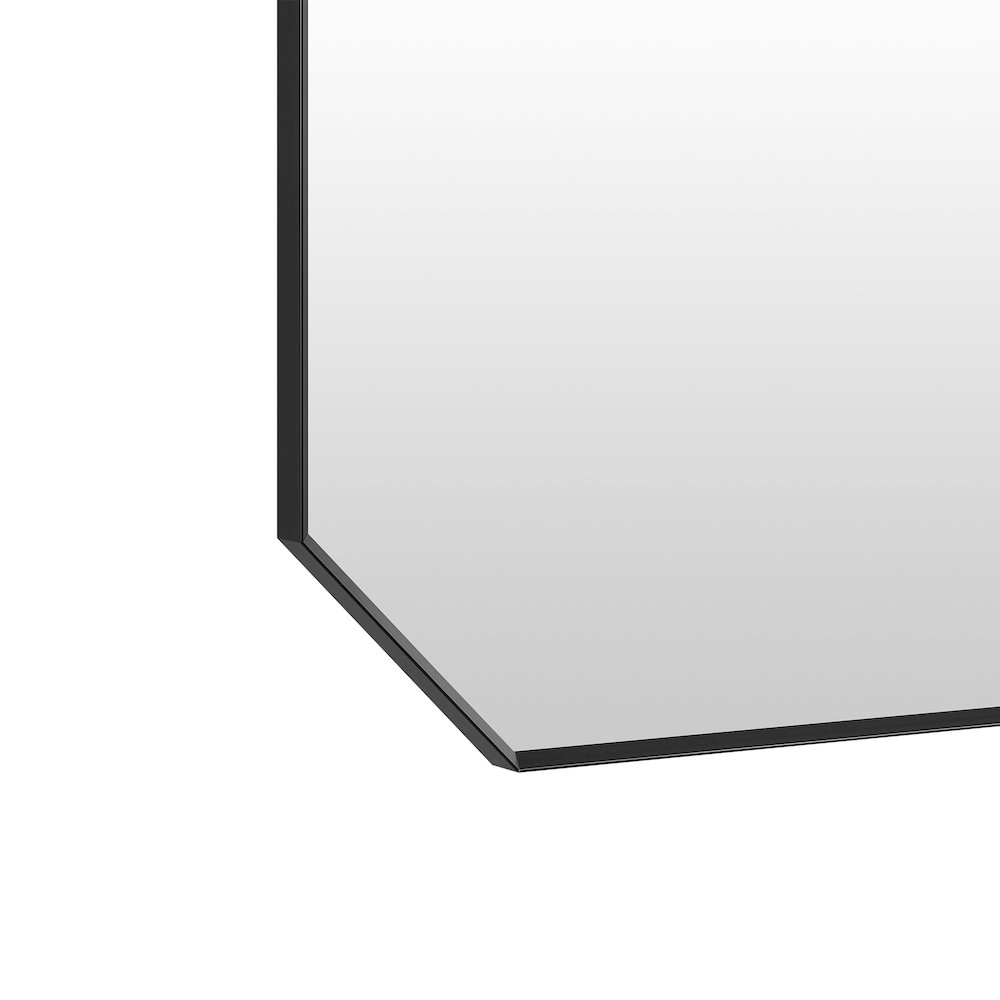 48"x30" Octagon Aluminum Framed in Matte Black Modern Bathroom Wall Mirror. Picture 3