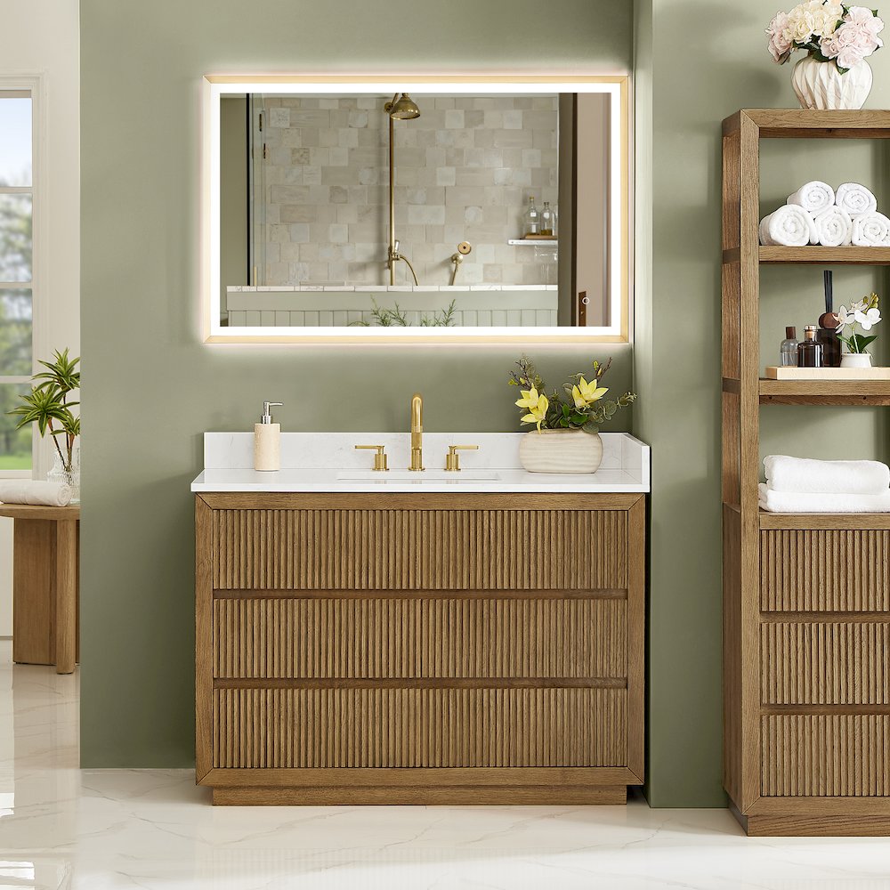Navan 48" Single Bathroom Vanity in Weathered Brown. Picture 2