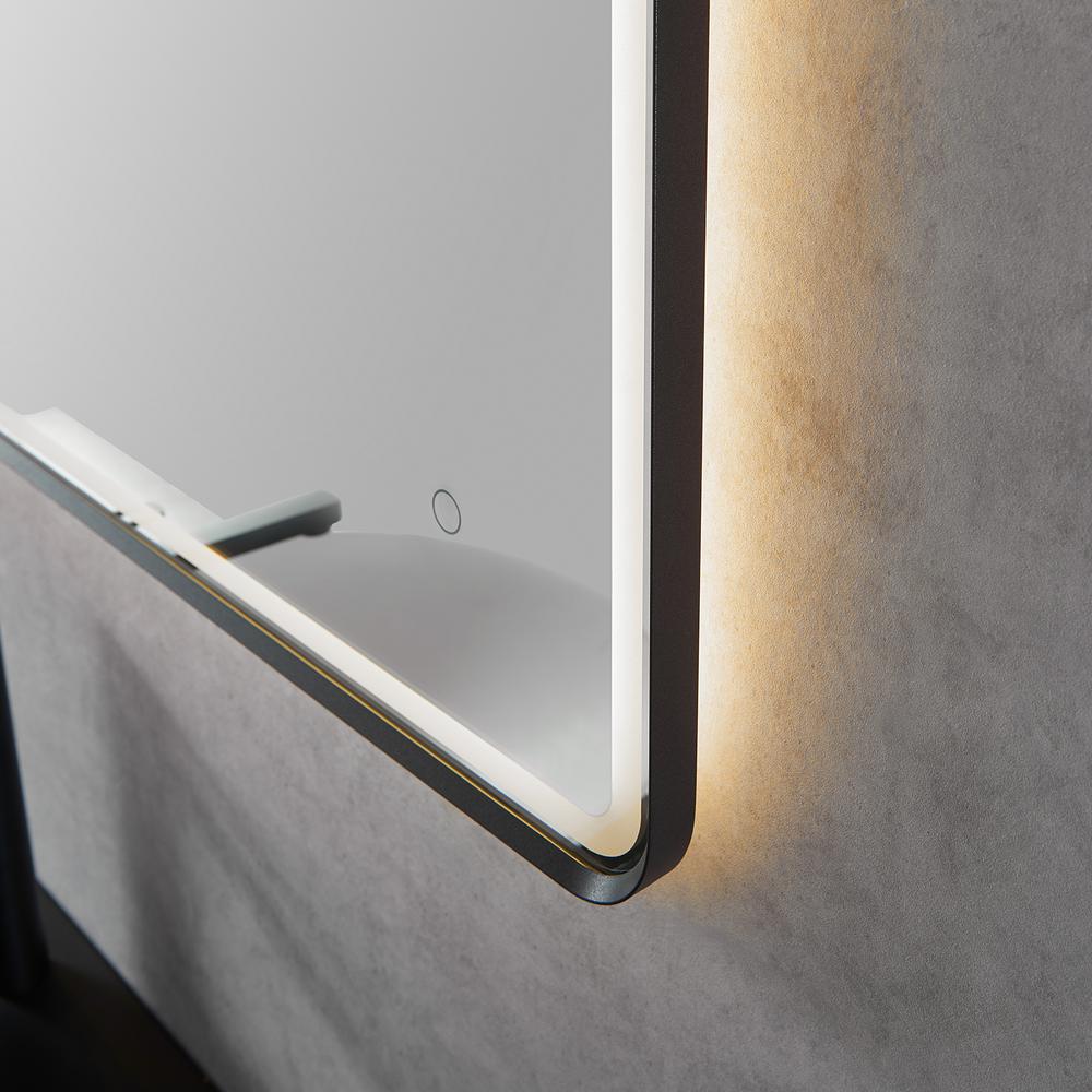 Framed in Matt Black Modern Bathroom/Vanity LED Lighted Wall Mirror. Picture 2
