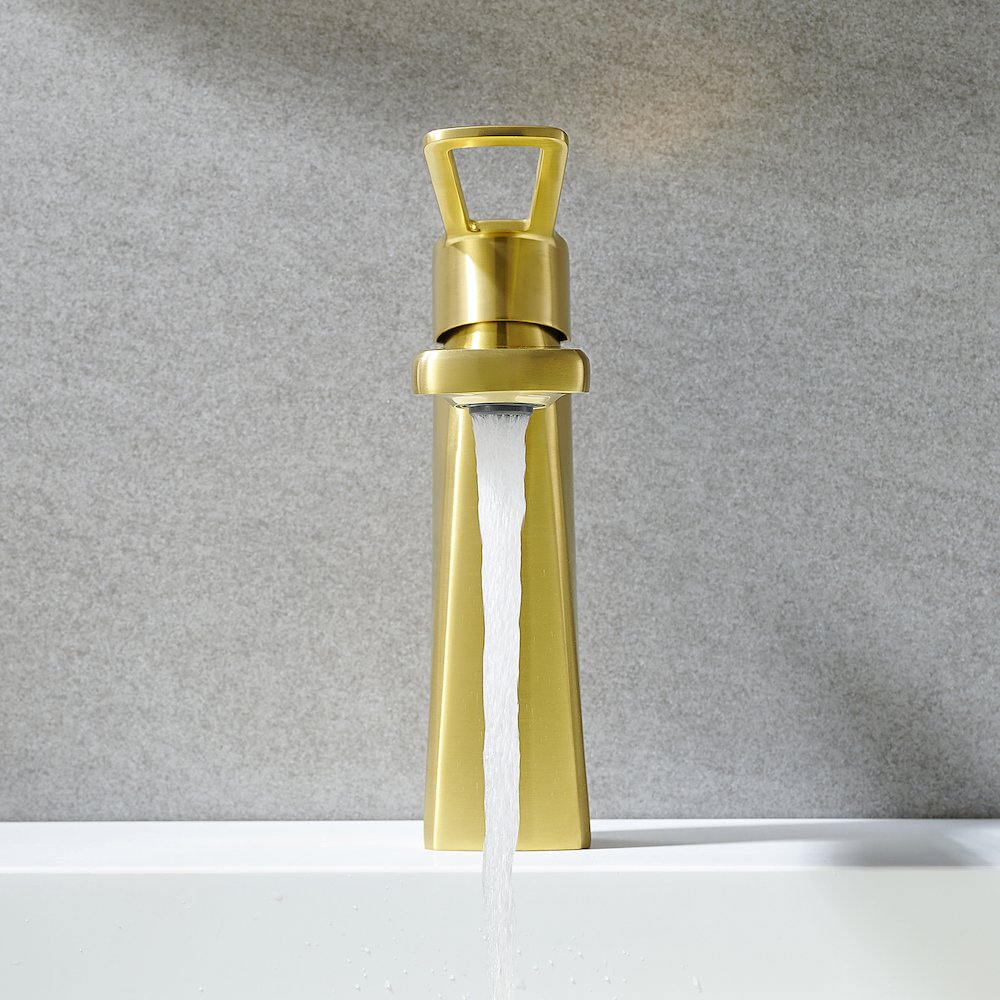 Single Hole Single-Handle Bathroom Faucet in Brushed Gold. Picture 5