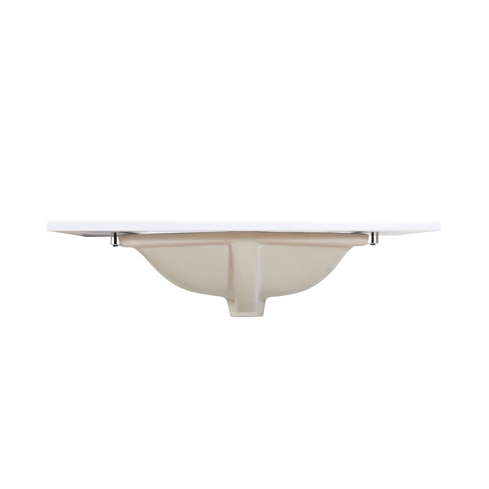 30 in. Composite Stone Vanity Top in Snow White with White Sink. Picture 4