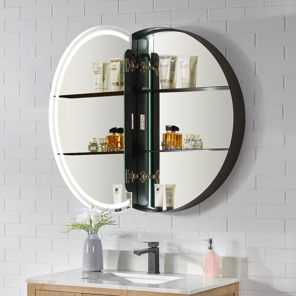 32x32" Round Frameless Surface-Mount Medicine Cabinet. Picture 5