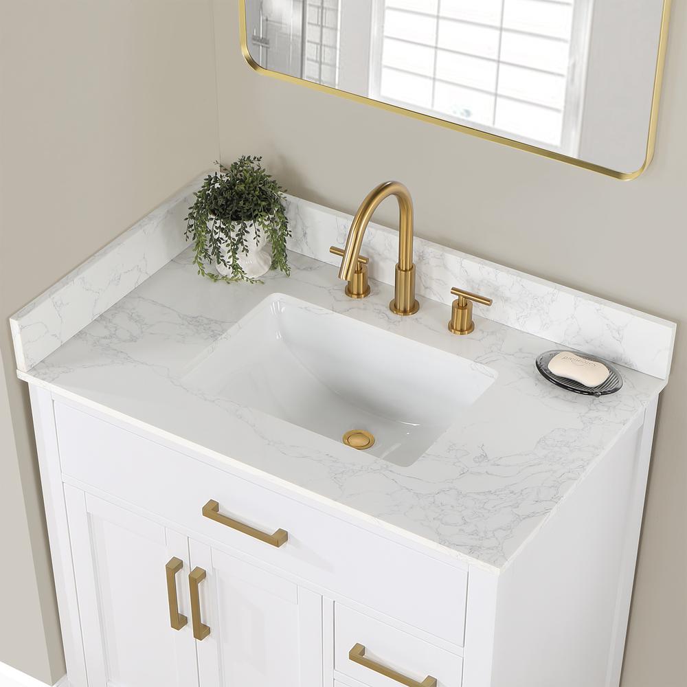 36" Single Bathroom Vanity in White without Mirror. Picture 4