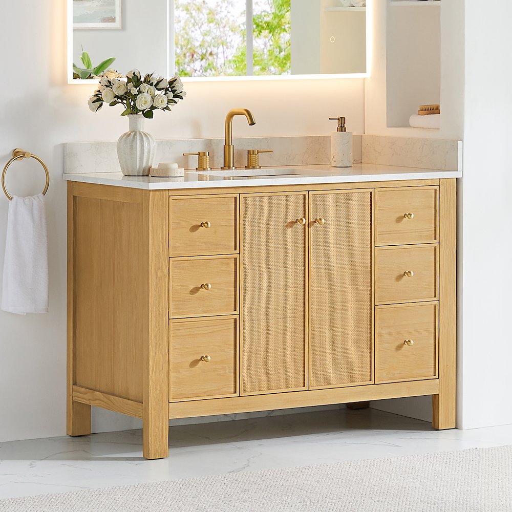 Cedar 48" Single Bathroom Vanity in Natural Wood. Picture 3