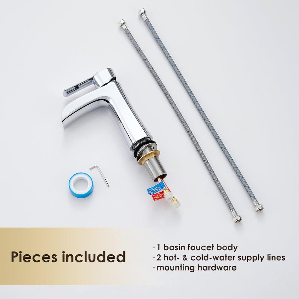 Single Hole Single-Handle Waterfall Bathroom Faucet in Polished Chrome. Picture 12