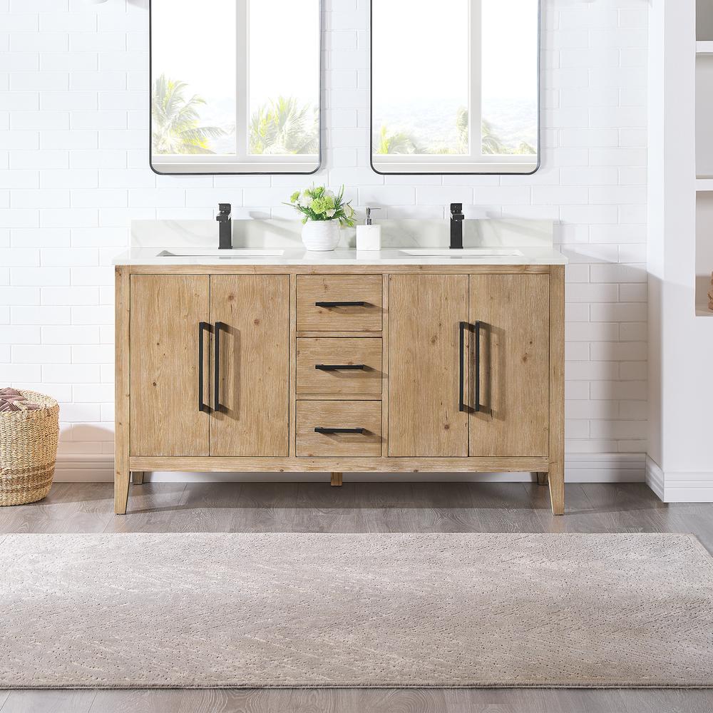 Double Bathroom Cabinet Vanity Base in Top and Sink, no Mirror. Picture 2