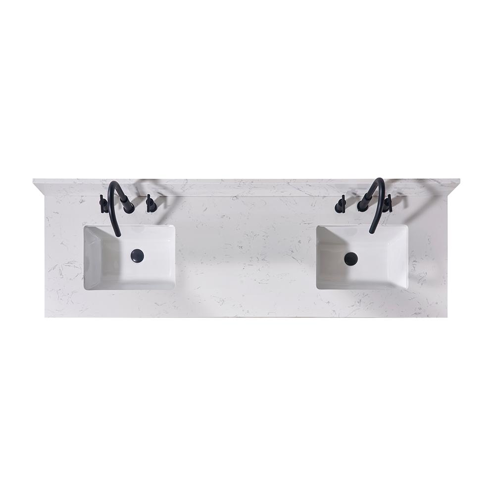 73. in Composite Stone Vanity Top in Aosta White with White Sink. Picture 1