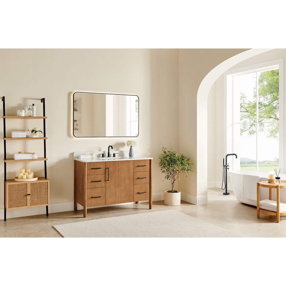 48" Single Bathroom Vanity in Mango Brown with Grain White. Picture 16