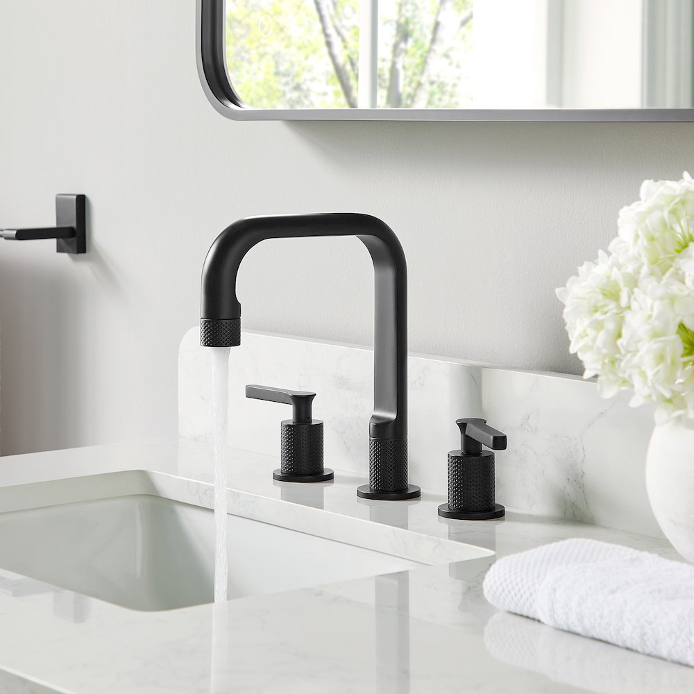 8. in Widespread 2-Handle Bathroom Faucet in Matte Black. Picture 4