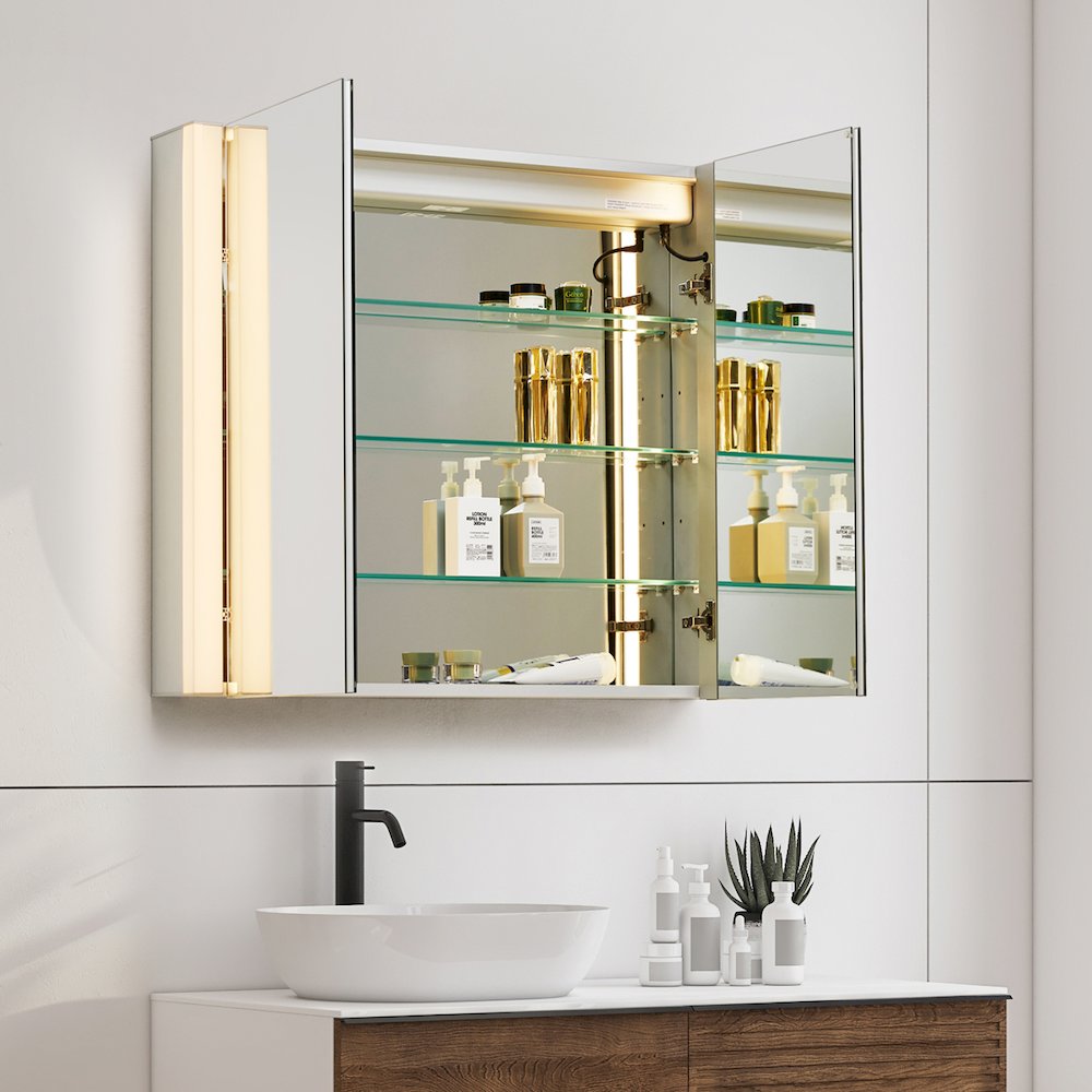 36"x32" Rectangular Bathroom Aluminum Mirror Medicine Cabinet. Picture 7