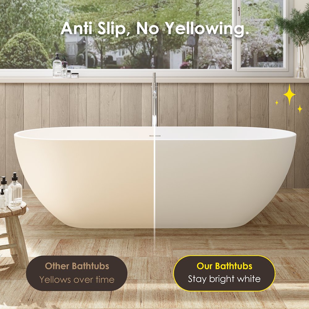 69" x 30" Solid Surface Soaking Bathtub and Integrated Overflow. Picture 17