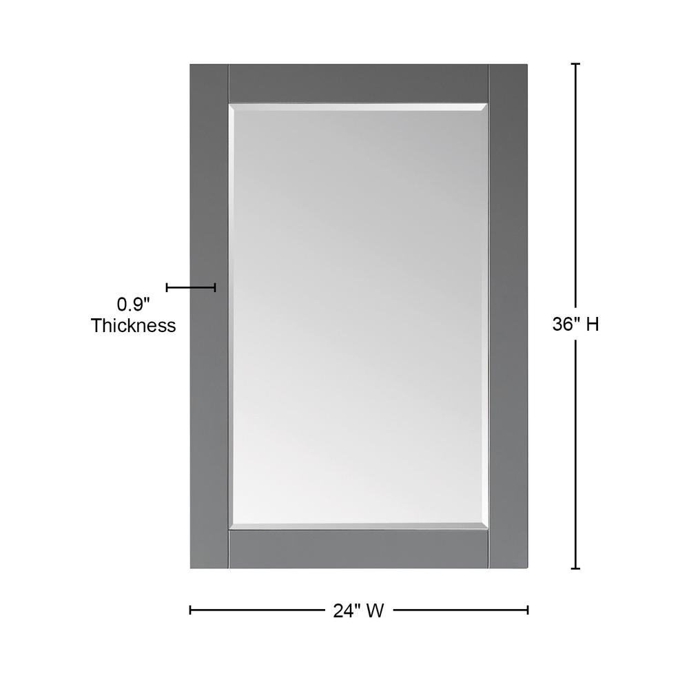 24" Rectangular Bathroom Wood Framed Wall Mirror in Gray. Picture 1