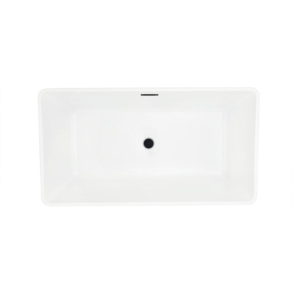 Regina 51" x 28" Flatbottom Freestanding Acrylic Soaking Bathtub in Glossy White. Picture 3