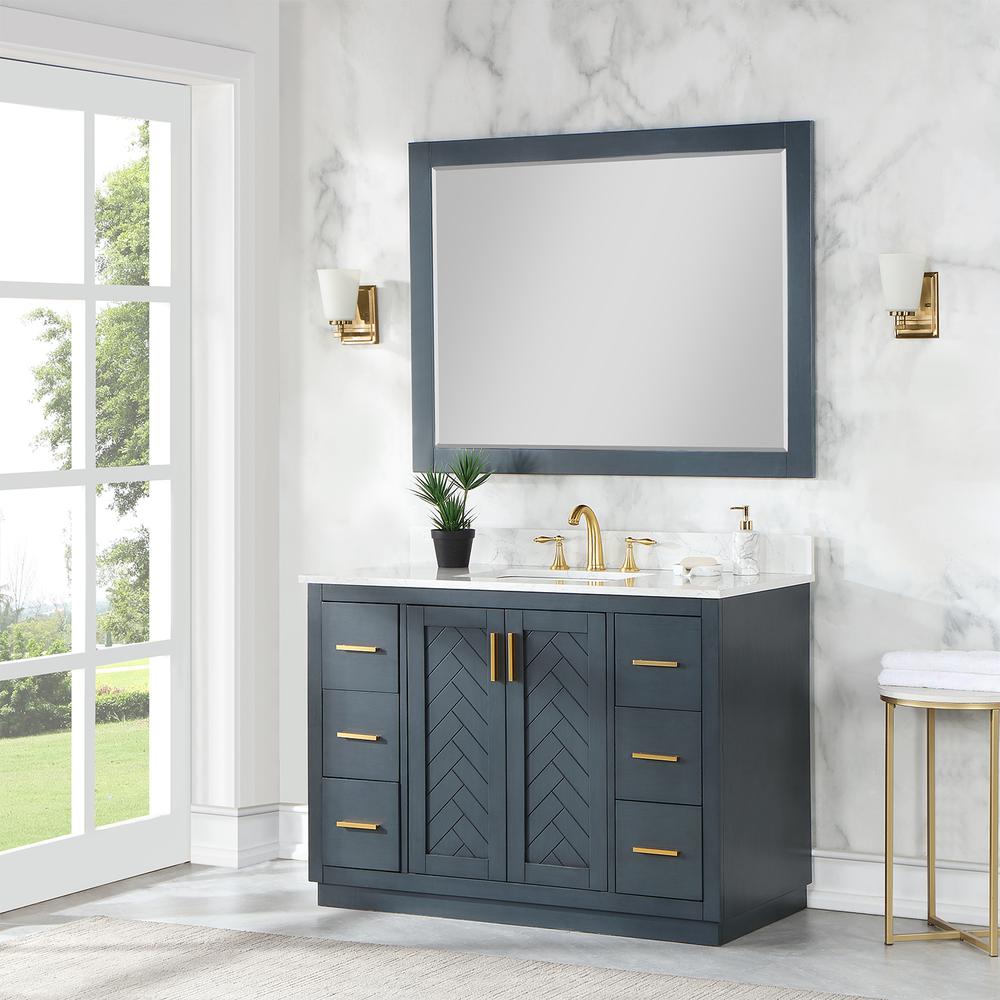 48" Single Bathroom Vanity Set in Classic Blue with Mirror. Picture 4