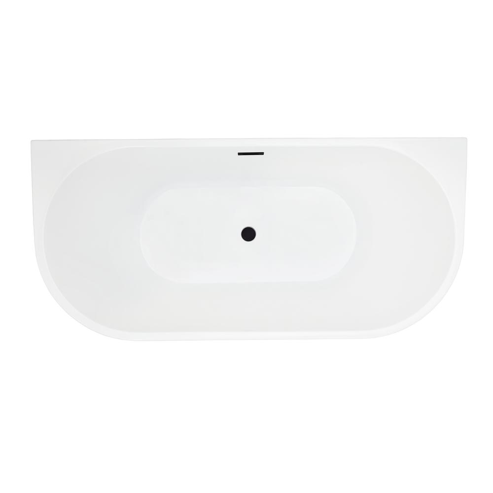 Satchi 67" x 32" Flatbottom Freestanding Acrylic Soaking Bathtub in Glossy White. Picture 3