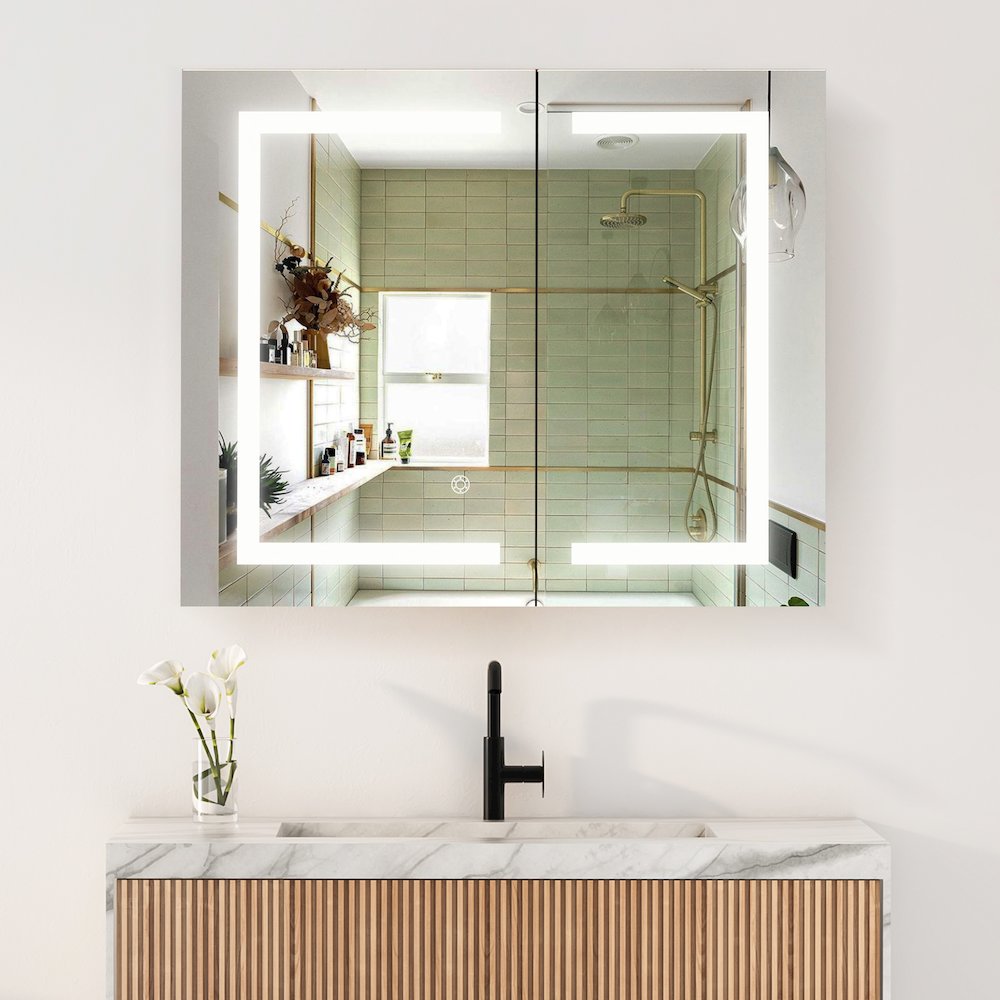 36" Frameless Surface-Mount/Recessed LED Lighted Bathroom Medicine Cabinet. Picture 4