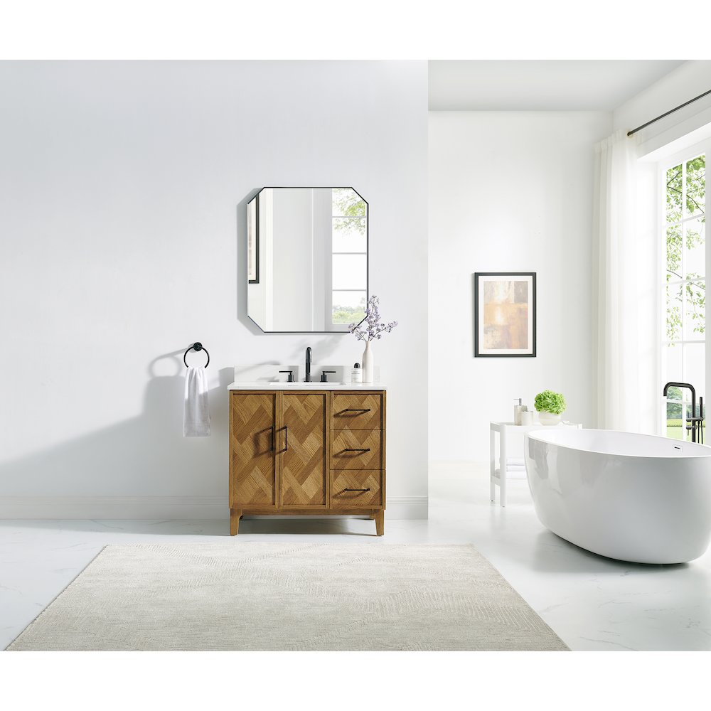 Clara 36" Single Bathroom Vanity in Weathered Brown. Picture 16