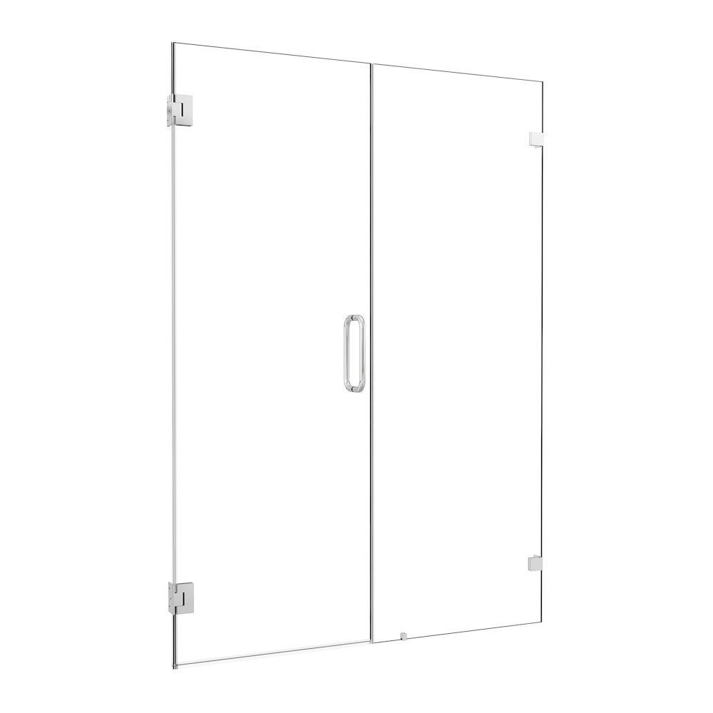 Frameless Hinged Shower Door in Polished Chrome with Clear Glass. Picture 2