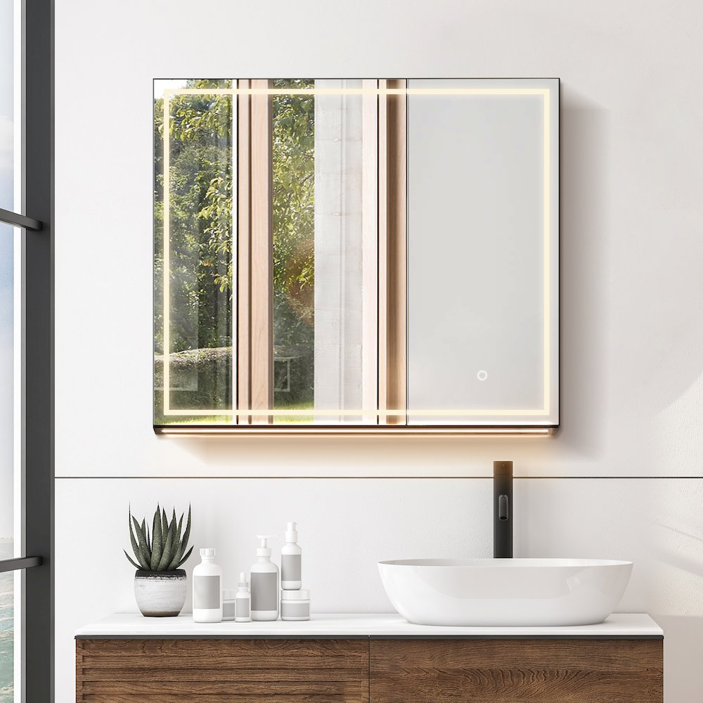 32"x28" Rectangular Frameless Surface-Mount Medicine Cabinet. Picture 8