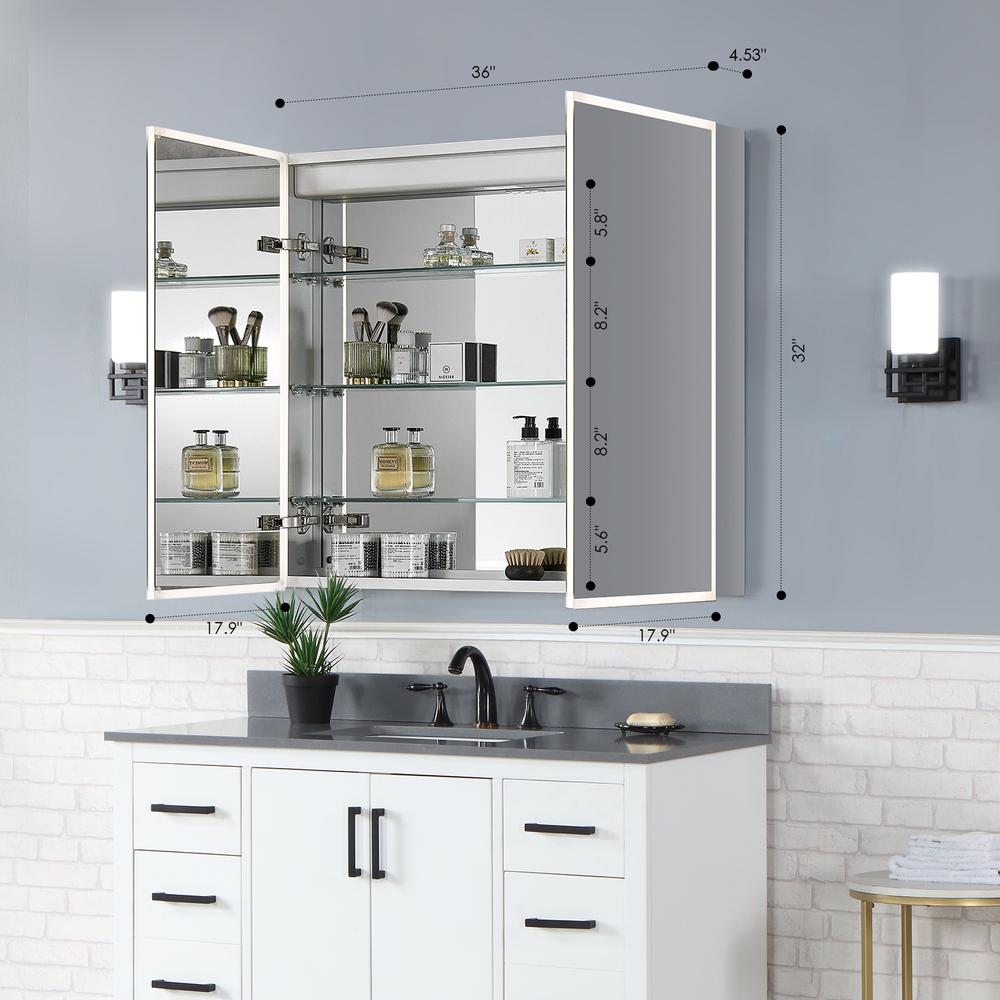 Frameless Surface-Mount/Recessed LED Lighted Bathroom Medicine Cabinet. Picture 4