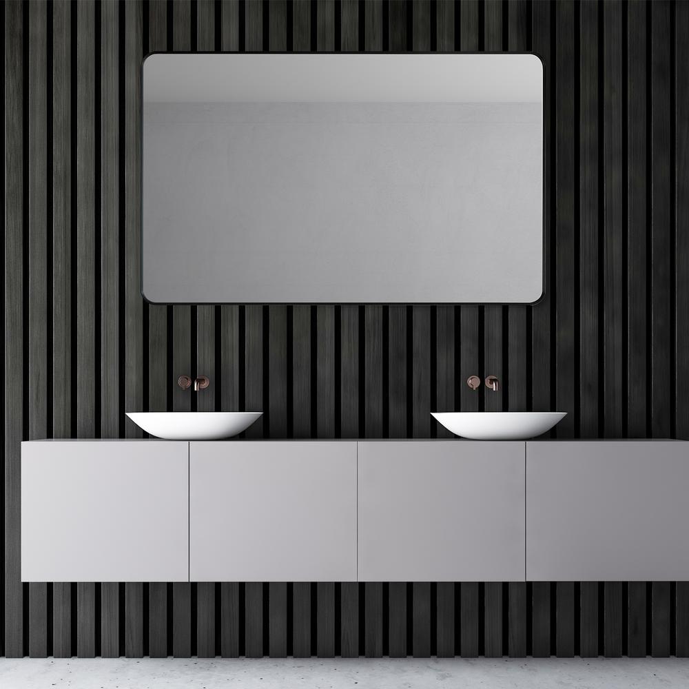 Nettuno 48" Rectangle Bathroom/Vanity Matt Black Aluminum Framed Wall Mirror. Picture 9