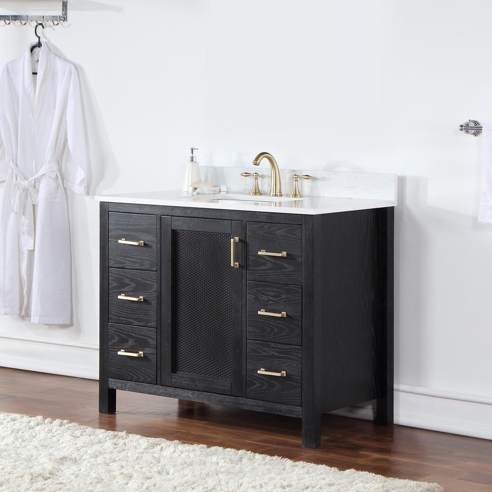 42" Single Bathroom Vanity Set in Black Oak without Mirror. Picture 5