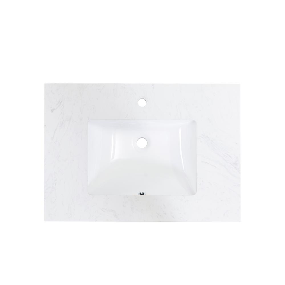 31 in. Composite Stone Vanity Top in Aosta White with White Sink. Picture 1