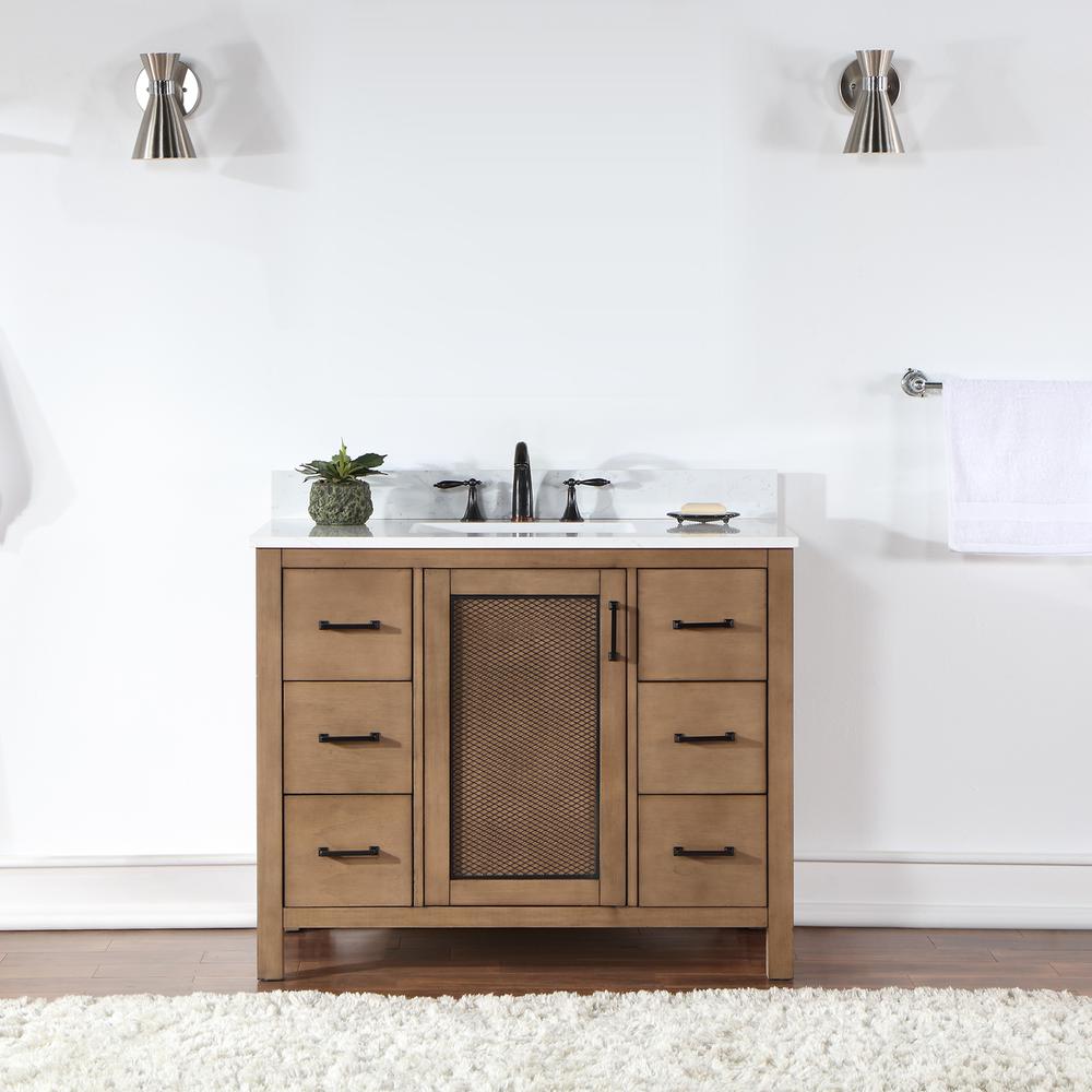 42" Single Bathroom Vanity Set in Brown Pine without Mirror. Picture 3
