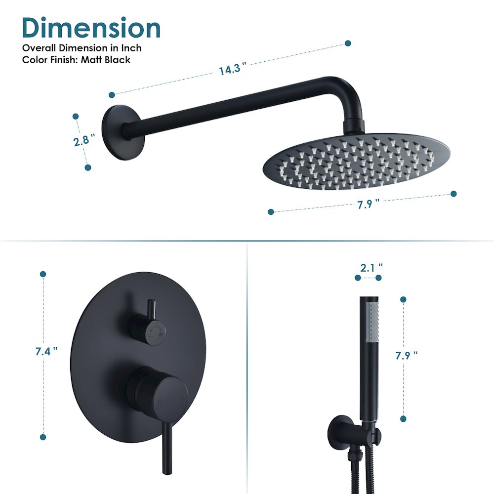 Complete Shower System in Matte Black with Rough-In Valve. Picture 9