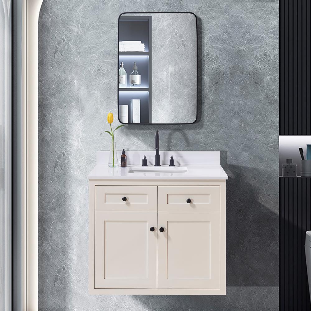 37. in Composite Stone Vanity Top in Snow White with White Sink. Picture 9
