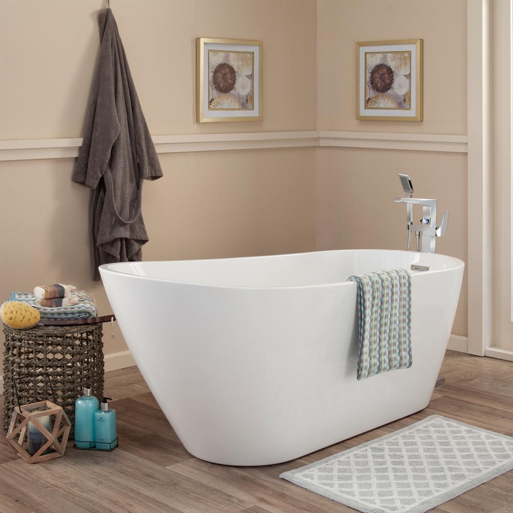 Shaia 67" x 32" Freestanding Soaking Acrylic Bathtub. Picture 8