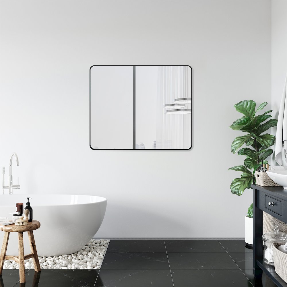 Nettuno 36" Rectangle Bathroom/Vanity Matt Black Aluminum Framed Wall Mirror. Picture 13