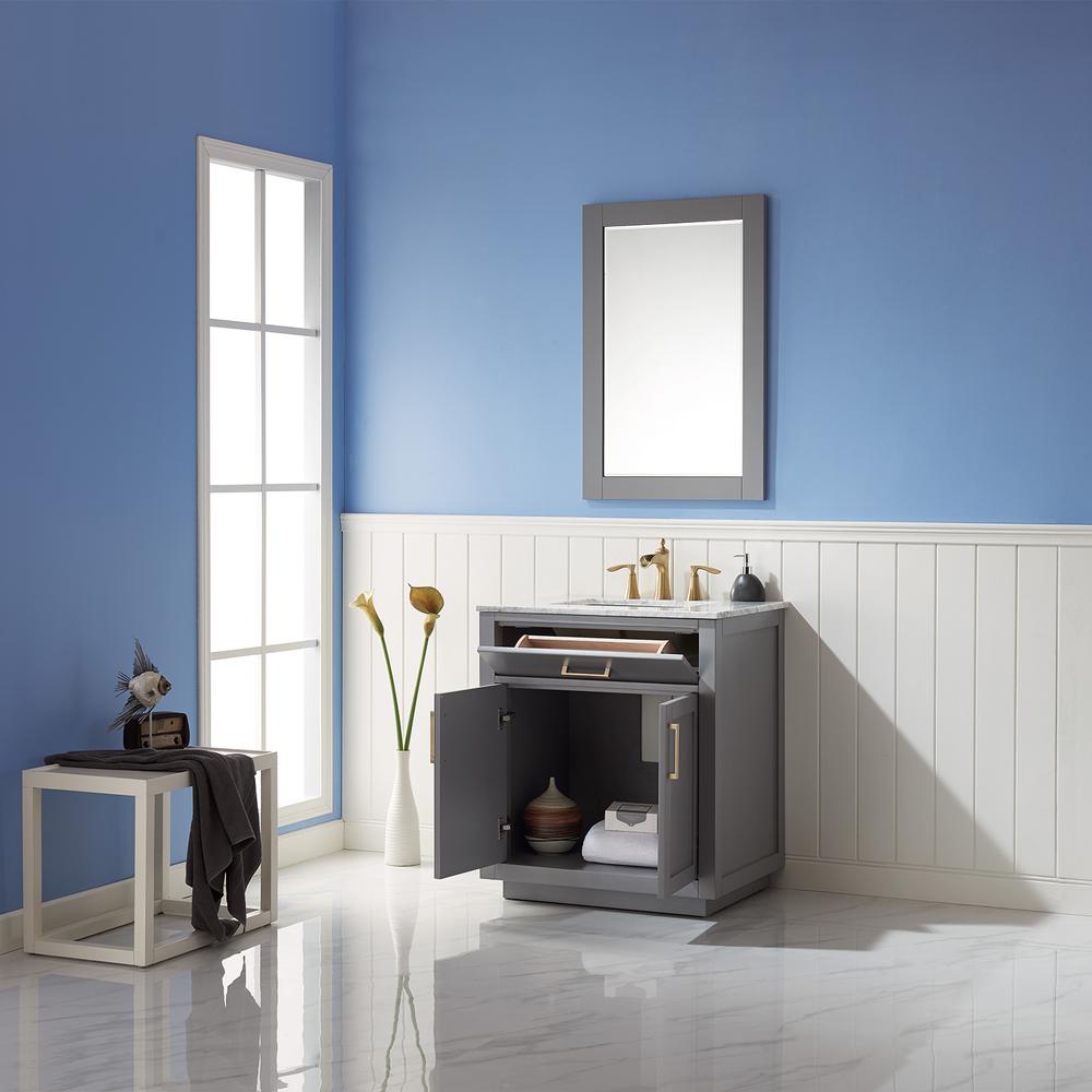 30" Single Bathroom Vanity Set in Gray with Mirror. Picture 5