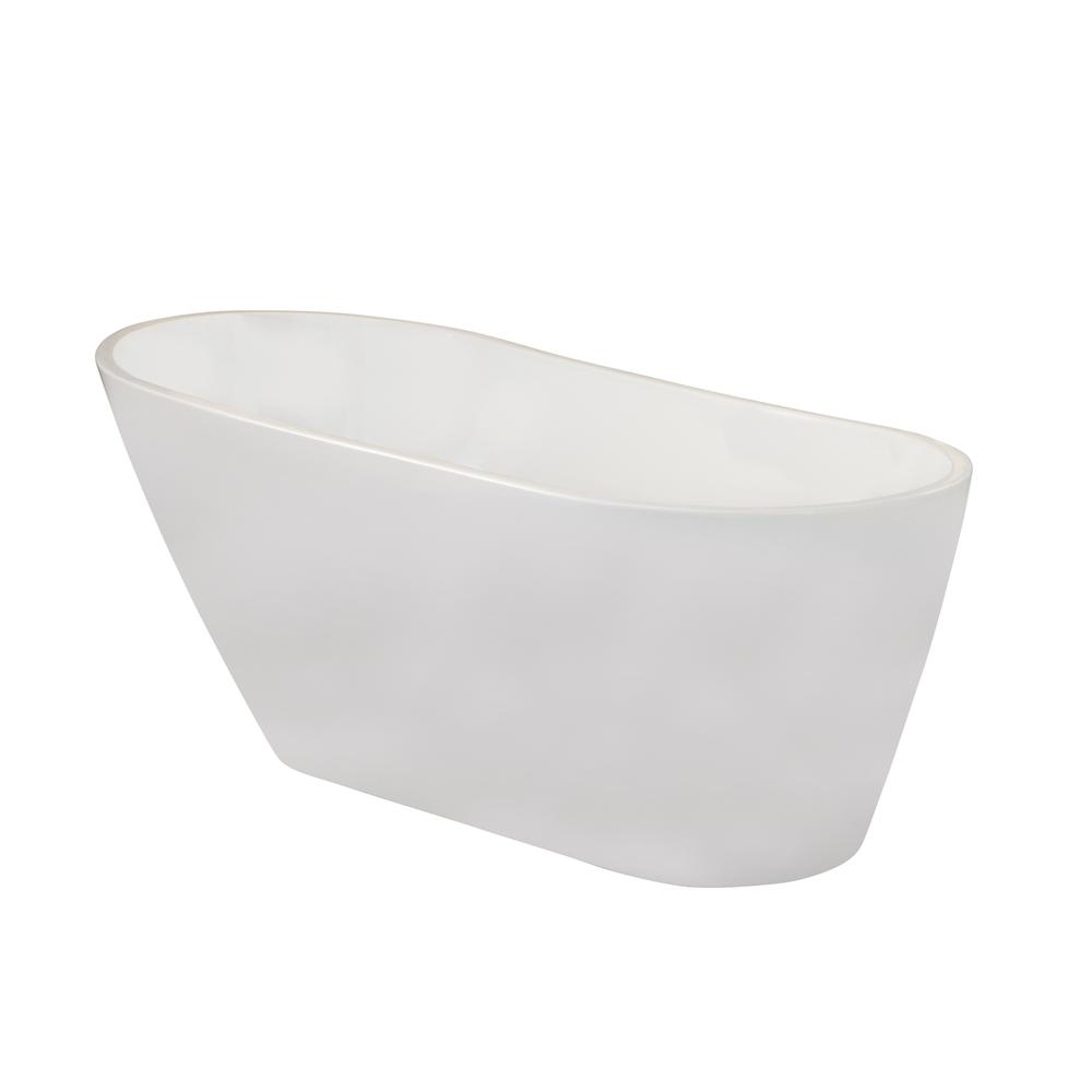 Shaia 67" x 32" Freestanding Soaking Acrylic Bathtub. Picture 1