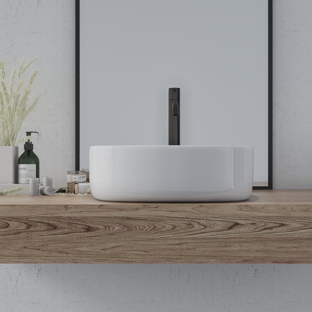 16 in. Square White Finish Ceramic Bathroom Vanity Sink. Picture 10