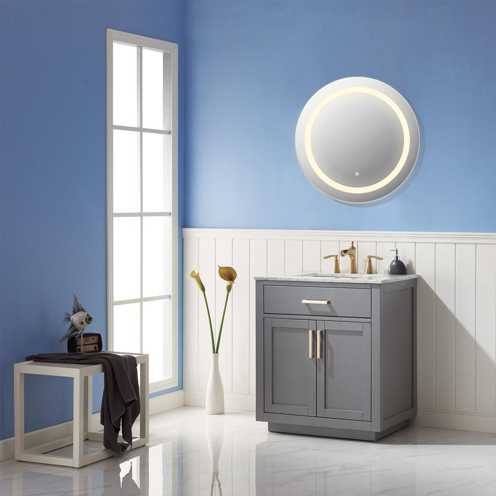 Padova 32” Round  Frameless Modern LED Bathroom Vanity Mirror. Picture 7