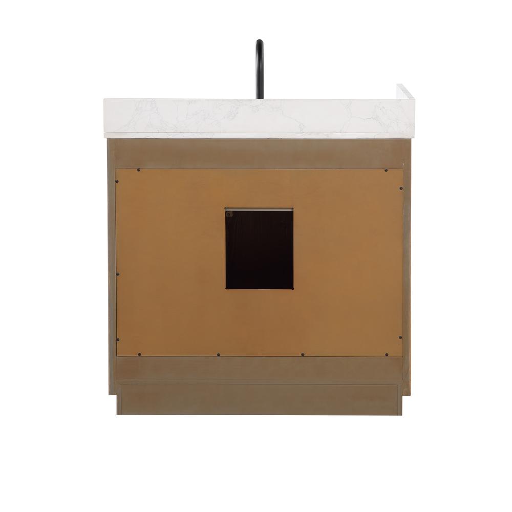 36" Single Bathroom Vanity in Light Brown with Mirror. Picture 2