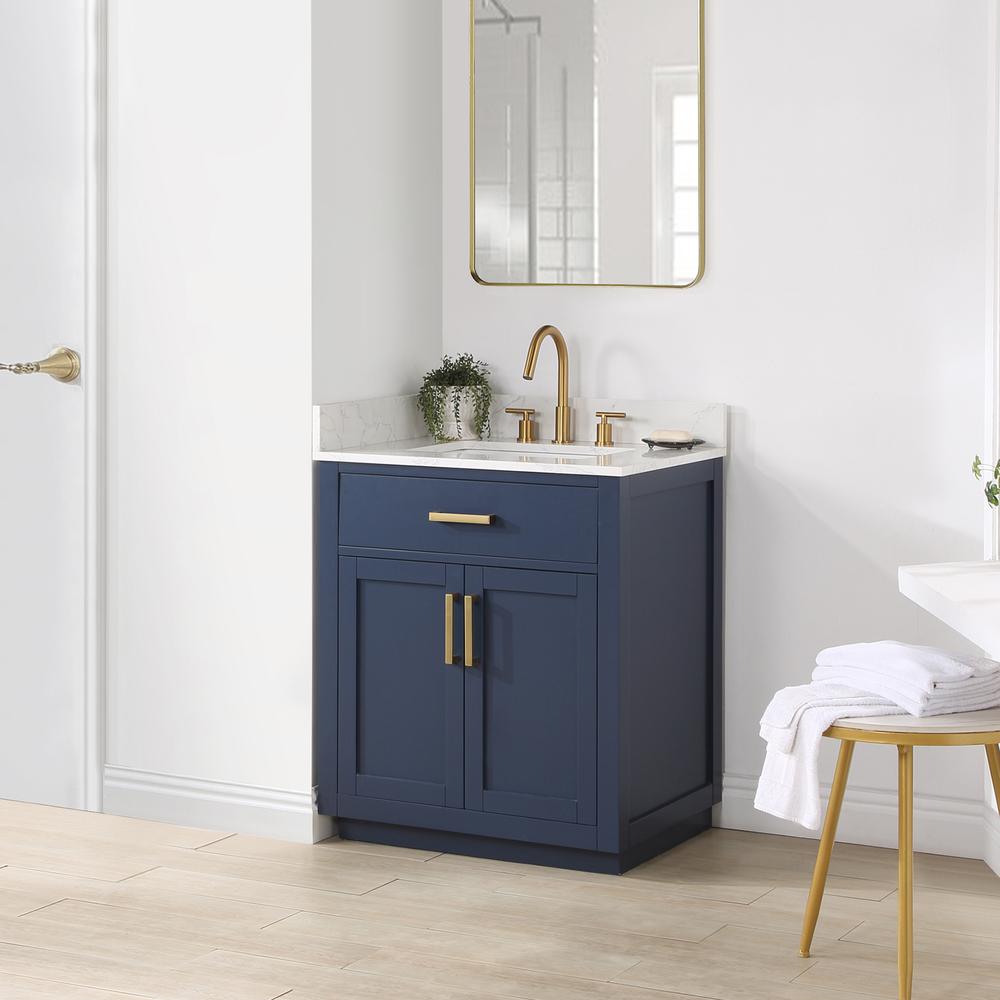 30" Single Bathroom Vanity in Royal Blue without Mirror. Picture 9