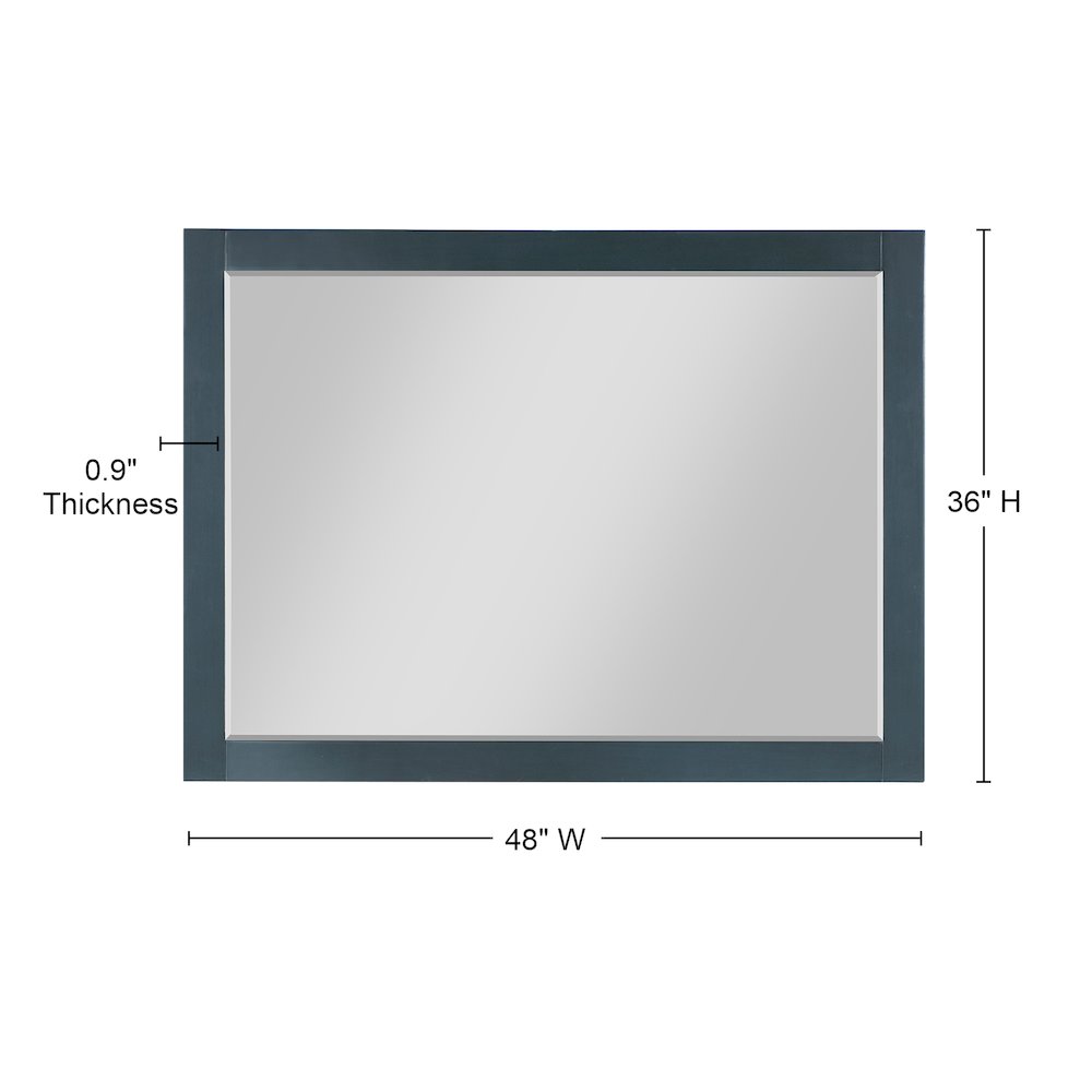 48" Rectangular Bathroom Wood Framed Wall Mirror in Classical Blue. Picture 10