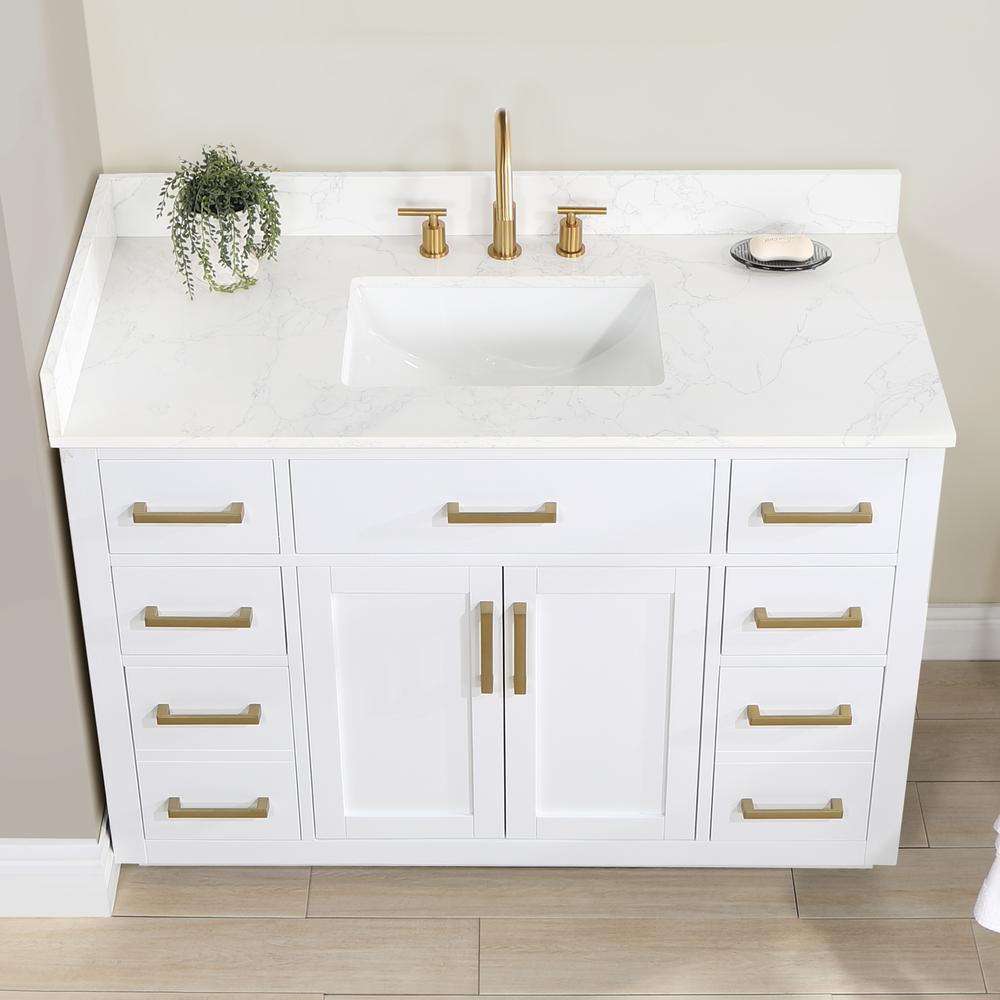 48" Single Bathroom Vanity in White with Mirror. Picture 9