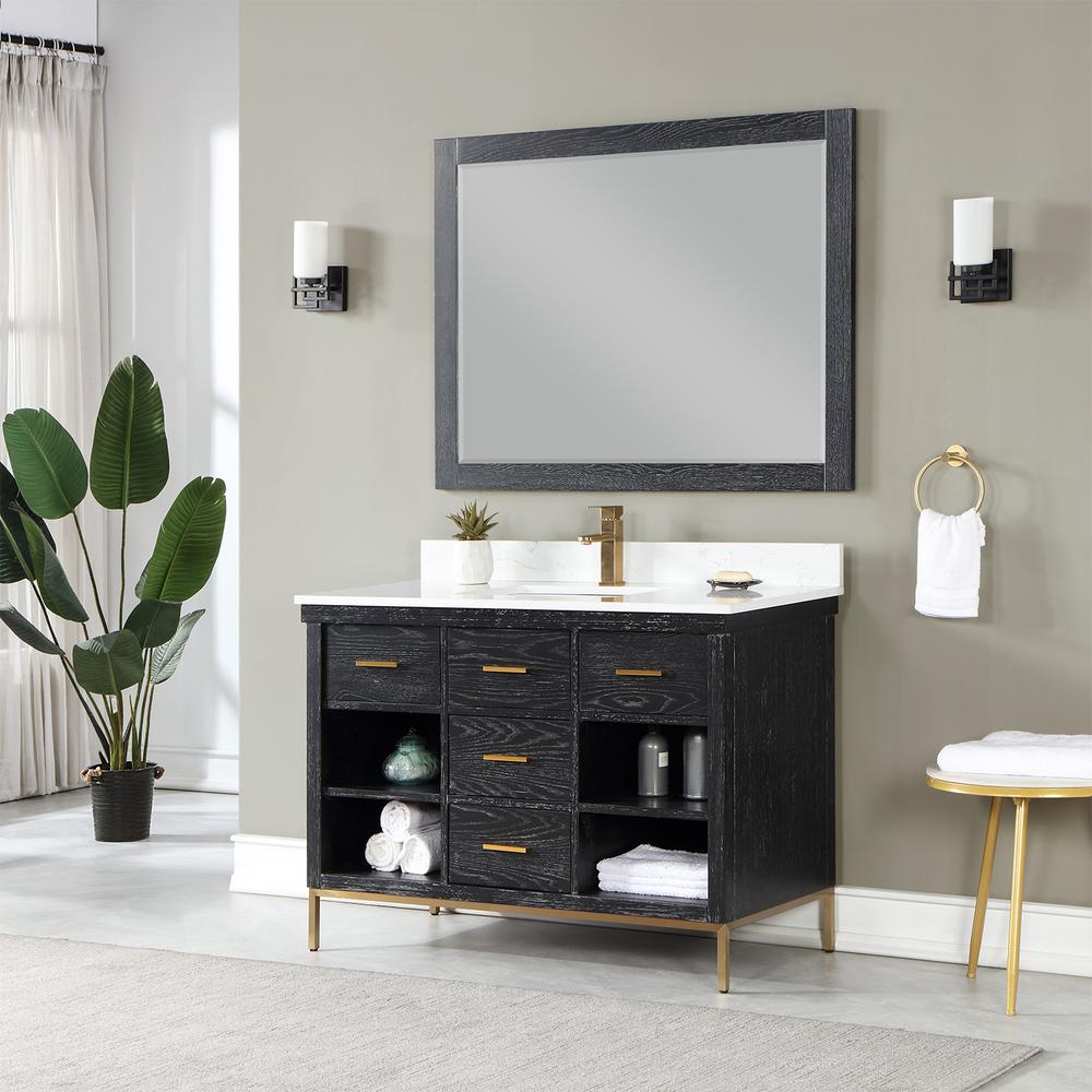 48" Single Bathroom Vanity Set in Black Oak with Mirror. Picture 3