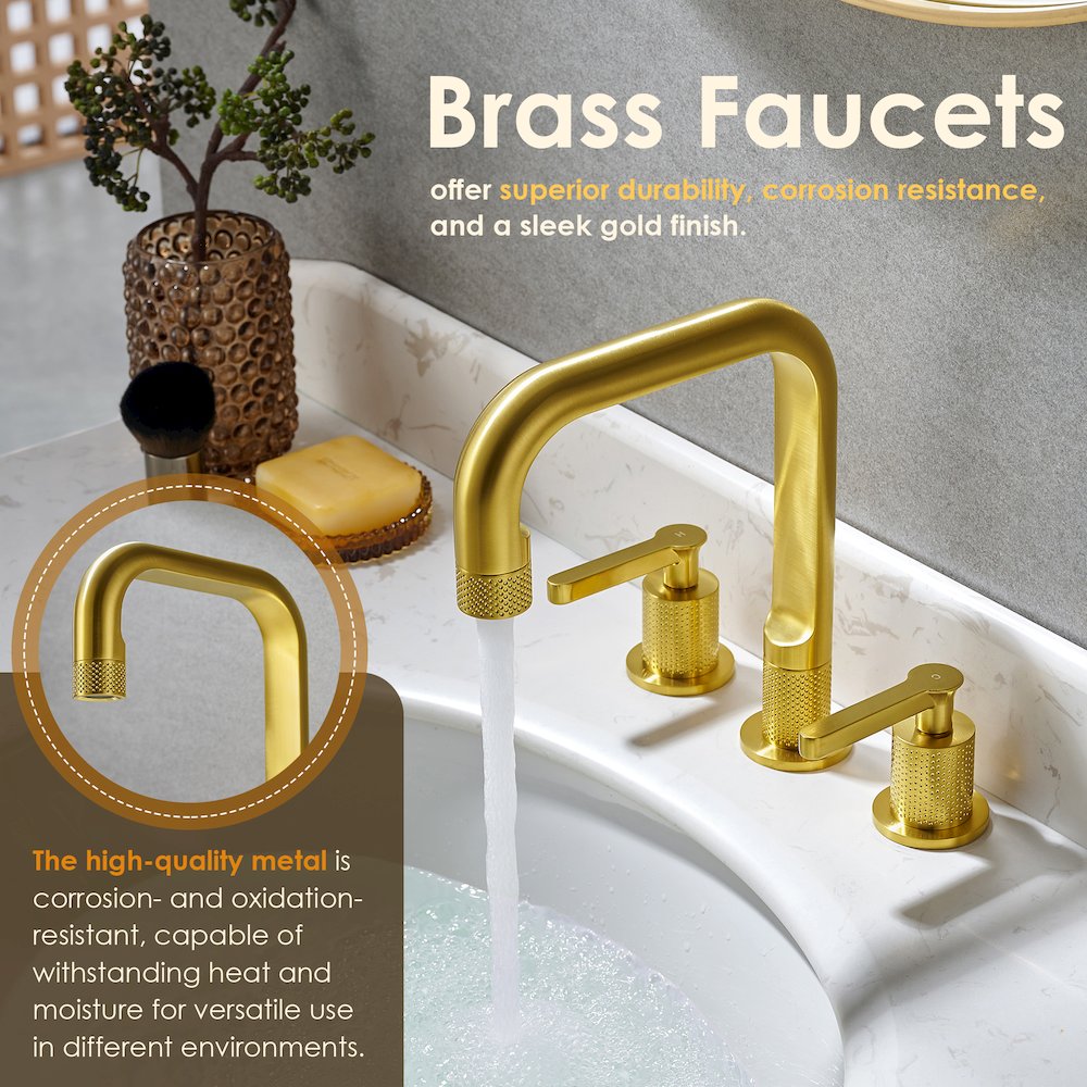 8. in Widespread 2-Handle Bathroom Faucet in Brushed Gold. Picture 9