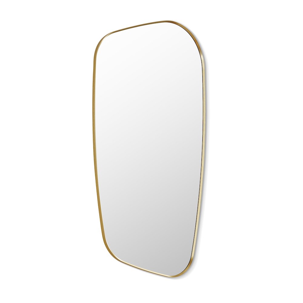 26"x48" Novelty Aluminum Framed in Brushed Gold Modern Bathroom Wall Mirror. Picture 1