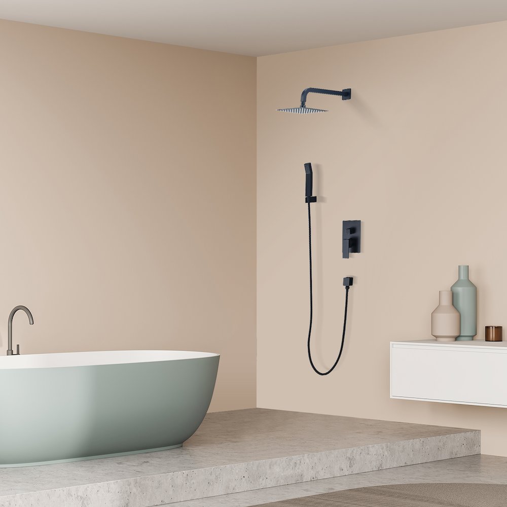 Raeren Complete Shower System in Matte Black with Rough-In Valve. Picture 8